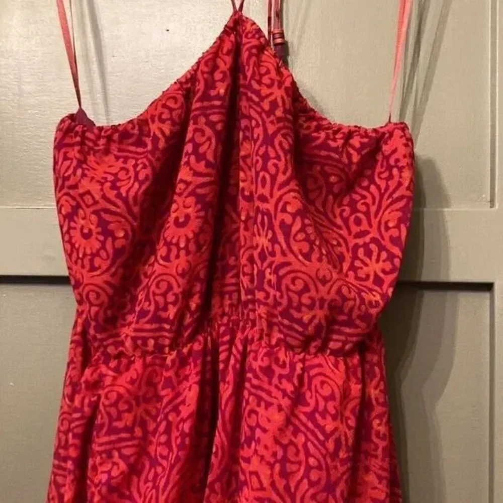 𝅺Free People Chiffon Safari Sun Short Casual Dress in Mango Combo Size Small